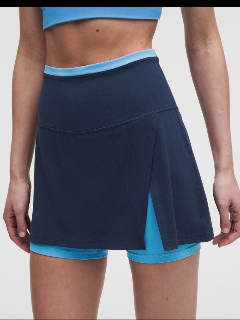 NWT Lululemon Align Side-Slit Skirt Layered Trim Size 8 Club Blue/Ocean Wave